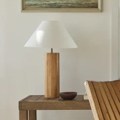 West Elm Modern Wood Column Table Lamp