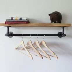West Elm Monroe Trades Wood Shelf w/ Hanging Bar