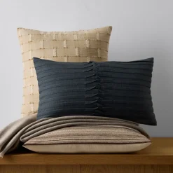 West Elm Neutral Striped Textured & Throw Set