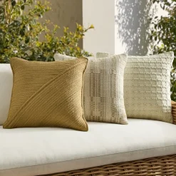 West Elm Neutral Textured Outdoor Pillow Set