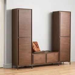 West Elm Nolan Entryway Closed Cabinets (2) & Bench Set
