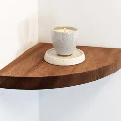 West Elm Nook Woodworking Floating Corner Shelf with Rounded Edge (12"–16")