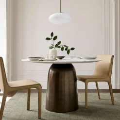 West Elm Olina Round Marble Dining Table & Chairs Set
