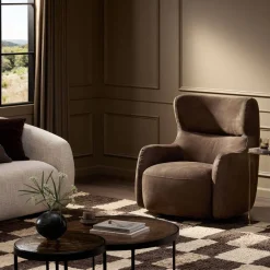 West Elm Opelika Leather Swivel Chair
