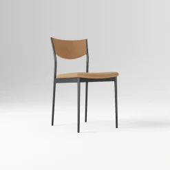 West Elm Open Box: Alessio Leather Dining Chair - Ludlow Leather Cumin, Antique Textured Bronze, Champagne Bronze Accent