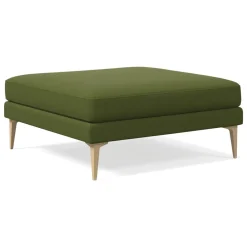 West Elm Open Box: Andes Ottoman (34"W) - Performance Velvet Tarragon, Blackened Brass