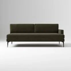 West Elm Open Box: Andes Right-Arm 3-Seater Sofa - Performance Distressed Velvet Juniper, Dark Pewter