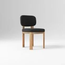 West Elm Open Box: Anton Dining Chair - Performance Velvet Slate, Burnt Wax