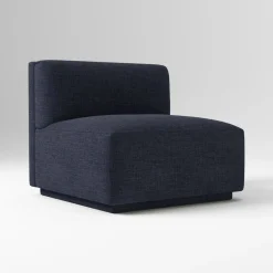 West Elm Open Box: Arianna Armless Single - Performance Yarn Dyed Linen Weave, Midnight