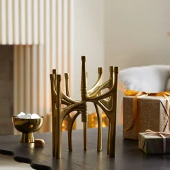 West Elm Open Box: Art Deco Menorah - Antique Brass