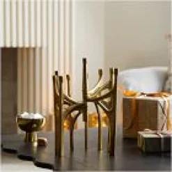 West Elm Open Box: Art Deco Metal Menorah - Antique Brass