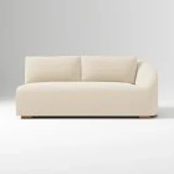 West Elm Open Box: Aviana Right Arm 2-Seat Sofa, Bench Seat - Deluxe Velvet Sand, Cool Walnut