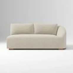 West Elm Open Box: Aviana Right-Arm 2 Seater Sofa Bench - Performance Yarn Dyed Linen Weave Oatmeal, Cool Walnut