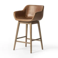 West Elm Open Box: Badr Swivel Counter Stool (26.5") - Sonoma Chestnut