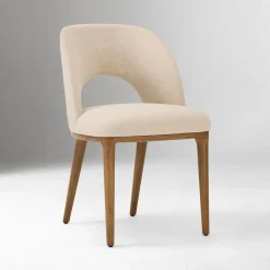 West Elm Open Box: Boerum Dining Chair - Performance Chenille Tweed Sand, Burnt Wax