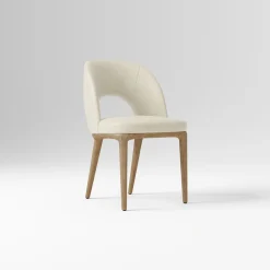 West Elm Open Box: Boerum Leather Dining Chair - Vegan Leather Snow, Burnt Wax