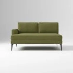 West Elm Open Box: Build Your Own Andes Sectional, Left-Arm 2 Seater Sofa - Deluxe Velvet Tarragon, Dark Pewter