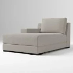 West Elm Open Box: Build Your Own - Dalton Sectional, Left-Arm Chaise - Performance Distressed Velvet Dune, Black Finish