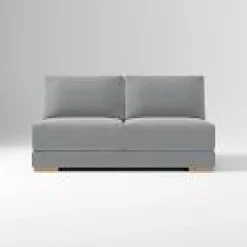 West Elm Open Box: Build Your Own Dalton Sectional, Armless Double - Performance Washed Canvas Storm Gray, Almond