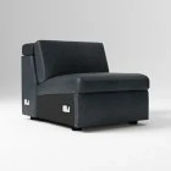 West Elm Open Box: Build Your Own Enzo Leather Sectional, Motion Armless Single (30") - Ludlow Leather Navy