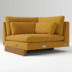 West Elm Open Box: Build Your Own - Harmony Extra Deep Sectional, Corner - Performance Velvet Dijon, Dark Walnut Legs