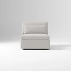 West Elm Open Box: Build Your Own Harmony Modular Sectional, Armless Single - Performance Washed Canvas Frost Gray