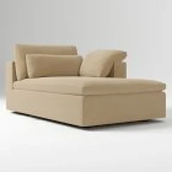 West Elm Open Box: Build Your Own Harmony Modular Sectional, Right-Arm Chaise - Performance Velvet Camel