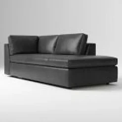 West Elm Open Box: Build Your Own Harris Leather Sectional, Right-Arm Bumper Chaise - Weston Leather Cinder