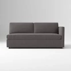 West Elm Open Box: Build Your Own Harris Sectional (Petite), Right-Arm 2.5 Seater Sofa, Bench Cushions - Performance Basket Slub Pewter