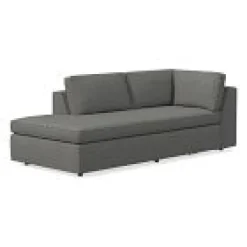 West Elm Open Box: Build Your Own Harris Sectional, Left Arm Bumper Chaise - Performance Chenille Tweed Pewter
