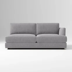 West Elm Open Box: Build Your Own Haven Sectional (Extra Deep), Right Arm 2 Seater Sofa - Performance Distressed Velvet Storm Gray