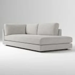 West Elm Open Box: Build Your Own Haven Sectional (Extra Deep), Right-Arm Bumper Chaise - Performance Coastal Linen Storm Gray