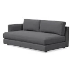 West Elm Open Box: Build Your Own Haven Sectional, Left-Arm 2 Seater Sofa Bench - Performance Velvet Pewter