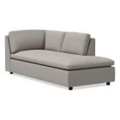 West Elm Open Box: Build Your Own Marin Sectional, Right-Arm Bumper Chaise - Performance Velvet Silver