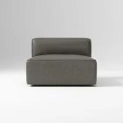West Elm Open Box: Build Your Own Remi Modular Leather Sectional, Armless Single - Vegan Leather Cinder