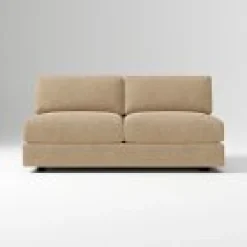 West Elm Open Box: Build Your Own Urban Sectional, Armless Double, Poly-Fill - Performance Distressed Velvet Camel