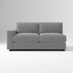 West Elm Open Box: Build Your Own Urban Sectional, Left-Arm 2 Seater Sofa, Poly Fill - Performance Distressed Velvet Pewter