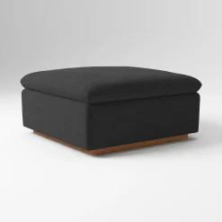 West Elm Open Box: Calvin Ottoman (35.75") - Performance Velvet Slate Cool Walnut