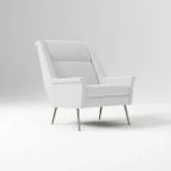 West Elm Open Box: Carlo Highback Chair (29") - Performance Velvet Frost Gray, Brass