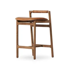 West Elm Open Box: Caton Leather Counter Stool (26") - Tobacco Leather Haven
