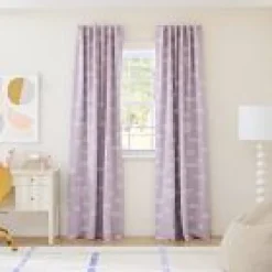 West Elm Open Box: Clipped Blocks Blackout Curtain (48"W x 96"L) - Lavender