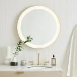 West Elm Open Box: Curved Light Up Vanity Mirror (28") - Antique Brass