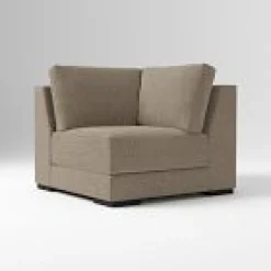 West Elm Open Box: Dalton Corner - Performance Chenille Basketweave Taupe, Black