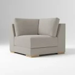 West Elm Open Box: Dalton Corner - Performance Chenille Tweed Silver, Almond