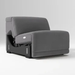 West Elm Open Box: Dalton Motion Reclining Motion Armless Single - Performance Velvet Pewter Black