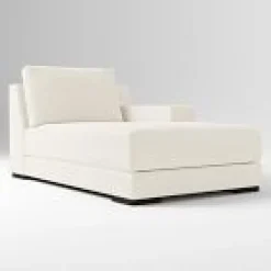 West Elm Open Box: Dalton Right-Arm Chaise - Performance Yarn Dyed Linen Weave Alabaster, Black
