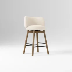 West Elm Open Box: Devon Counter Stool (26") - Performance Basket Slub Sand, Toasted Oak