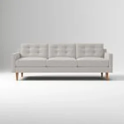 West Elm Open Box: Drake Mid Century Sofa (91") - Deco Weave Pearl Gray, Pecan