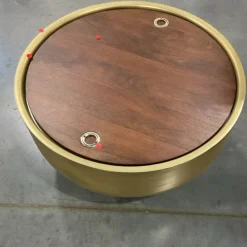 West Elm Open Box: Drum Storage Coffee Table (32") - Walnut, Antique Brass