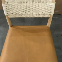 West Elm Open Box: Eindhoven Leather Dining Chair - Ludlow Leather Sesame, Blonde